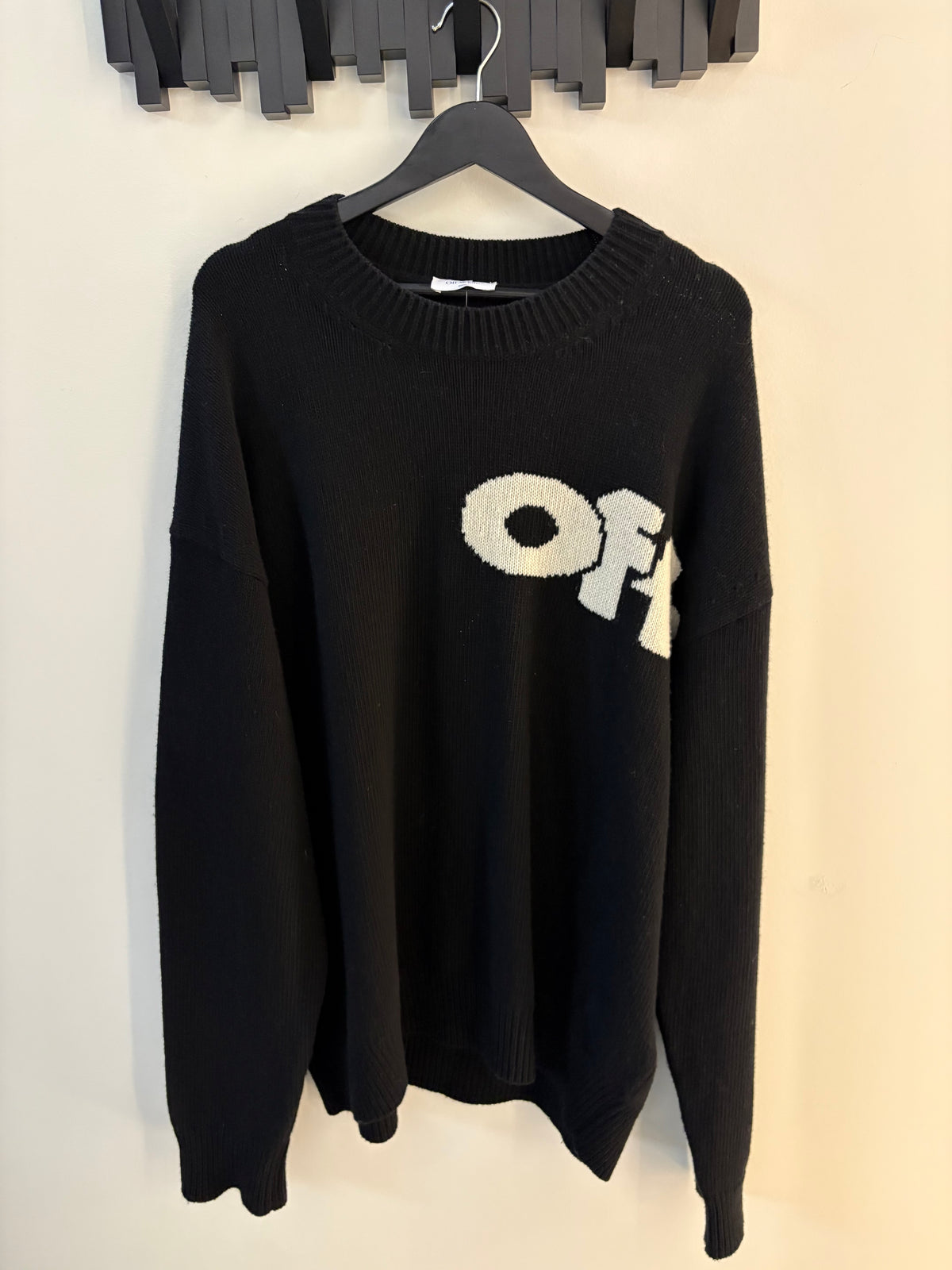 Off-White Shared Logo Wool Blend Sweater Black Cream