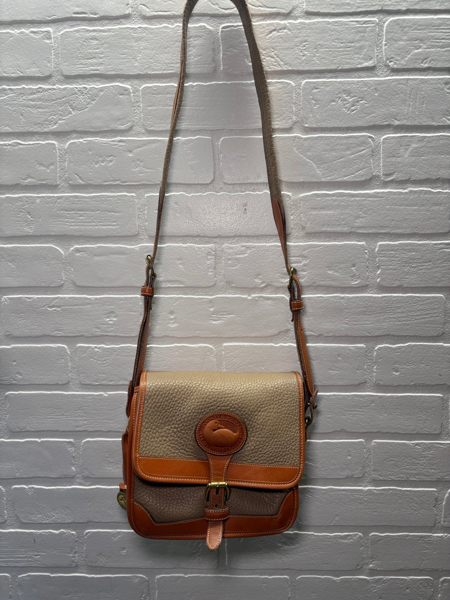 Dooney & Bourke All-Weather Leather Gray & Tan Crossbody Bag