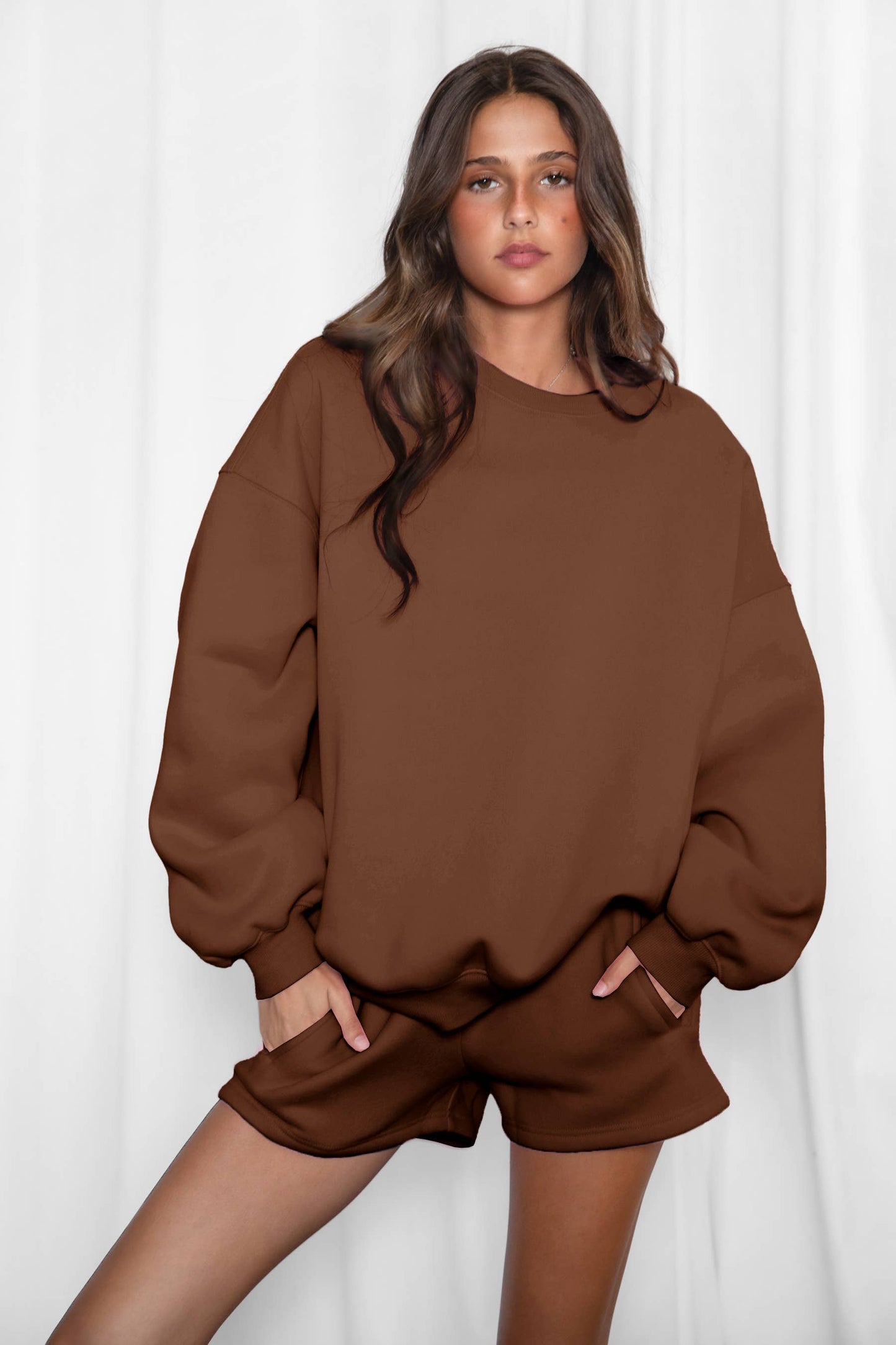 TICTOC - MOMO Plush Fleece Lounge High Waist Fleece Shorts: Blush / 3 SMALL 2 MEDIUM 1 LARGE