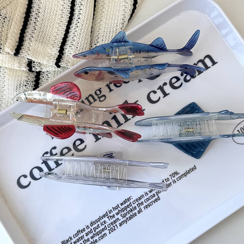 MKS America - Fish Shape Hair Claw Clips Ocean Fish Jaw Barrette: Shark / M