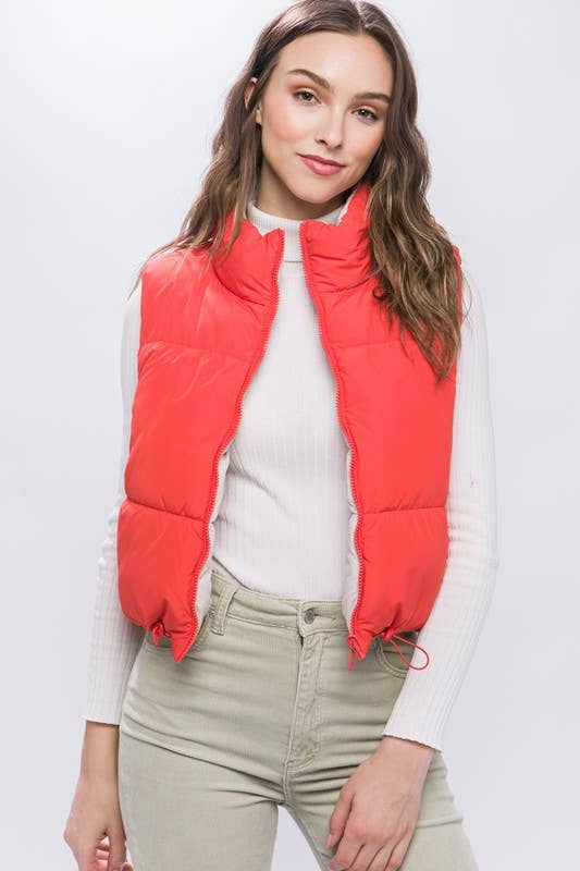 Peace Love Line - SLI4334 - REVERSIBLE PUFFER VEST: HIBISCUS / M