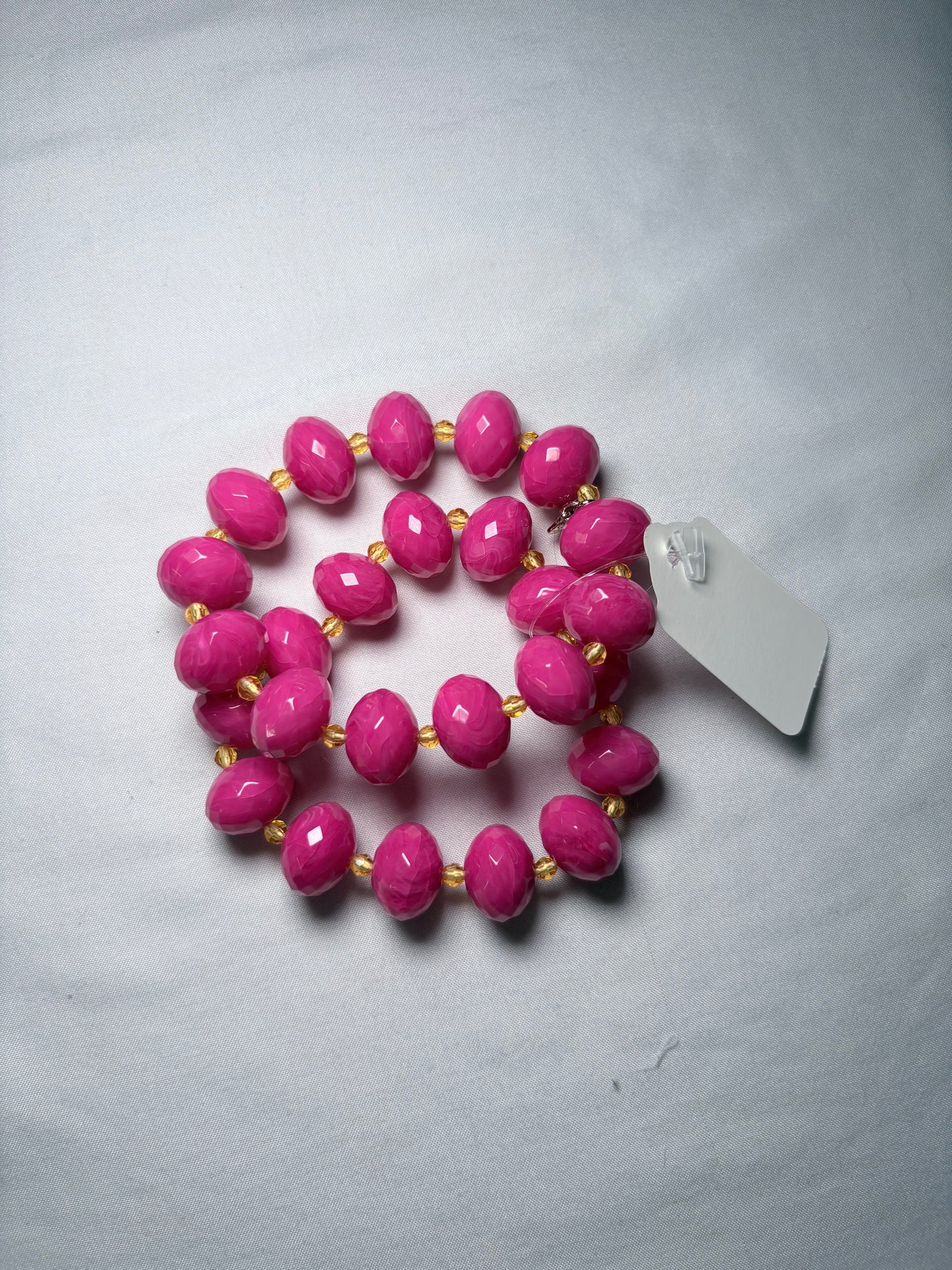 Hot Pink Faceted Beaded Stretch Bracelet