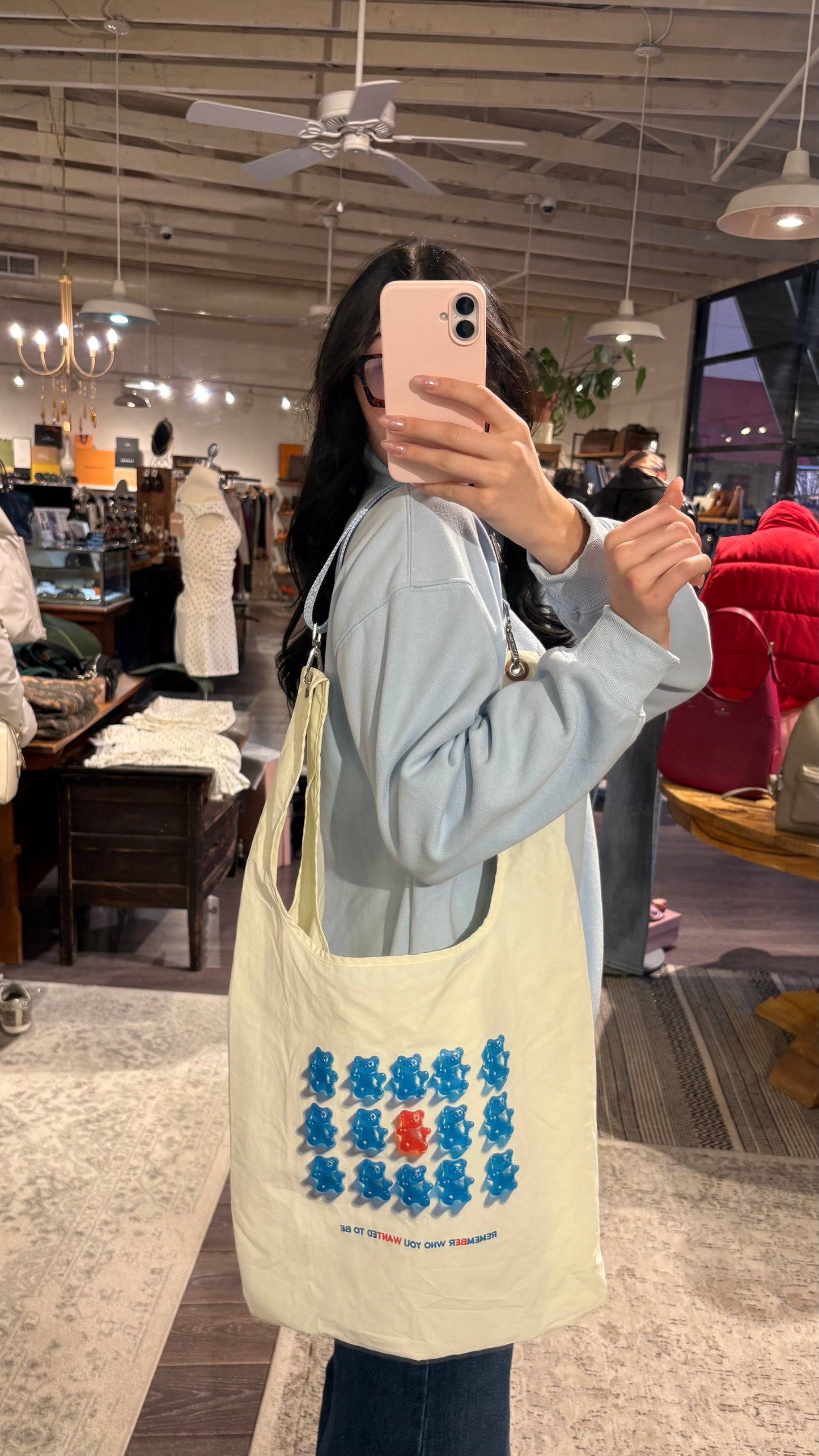 Toby Black “Remember Who You Wanted To Be” Gummy Bear Canvas Tote Bag