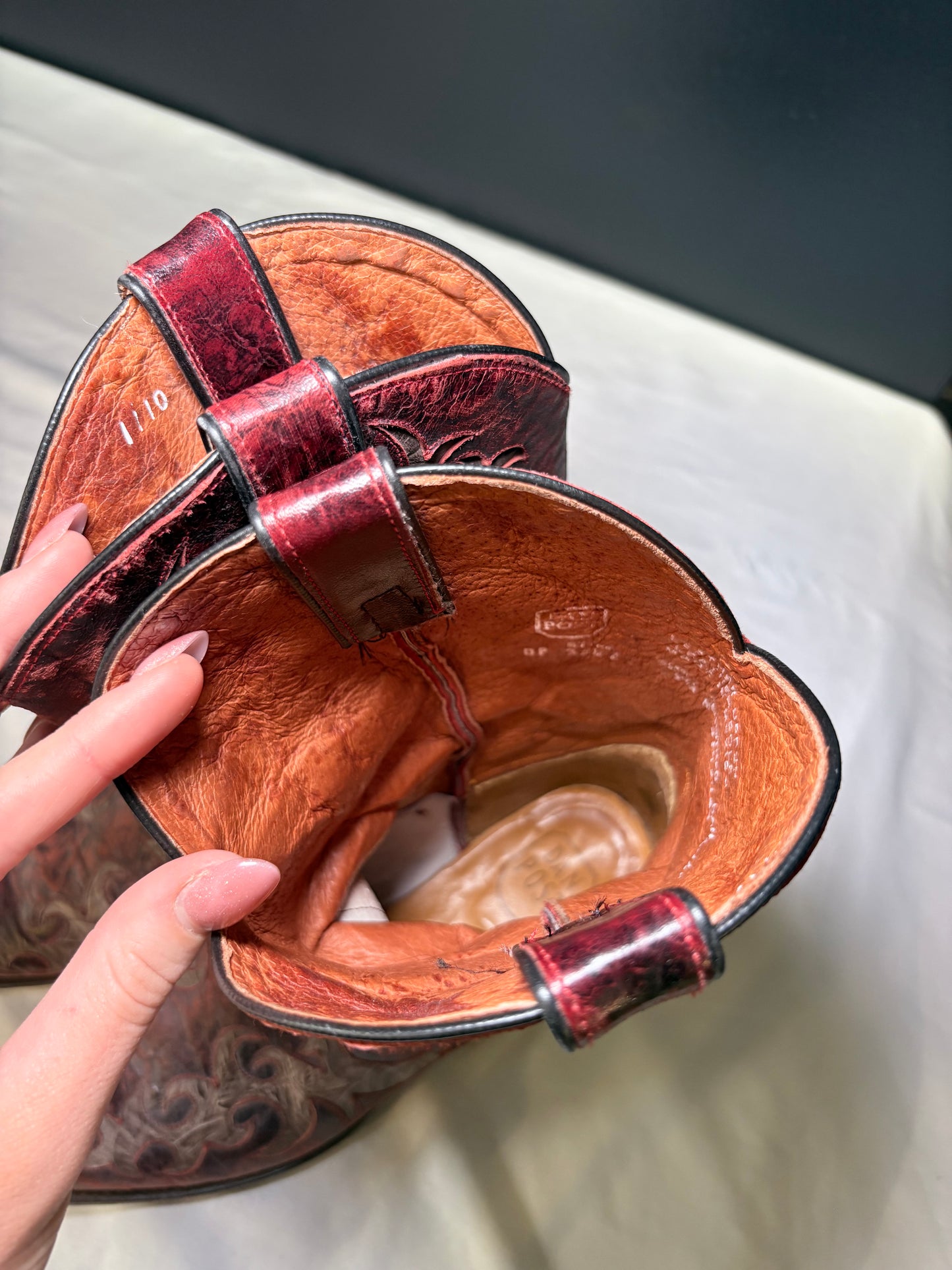 Dan Post Red Tooled Leather Western Boots