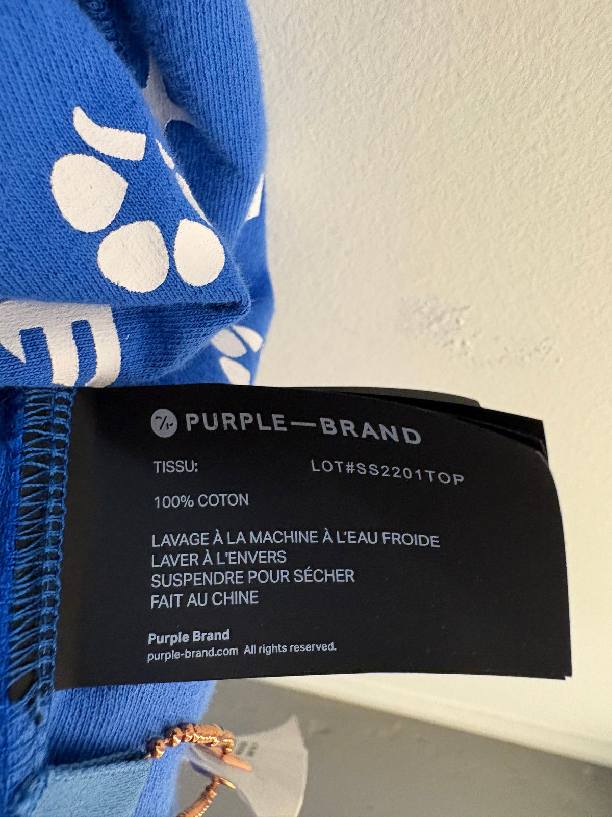 PURPLE BRAND Blue White Monogram Logo Print T-Shirt