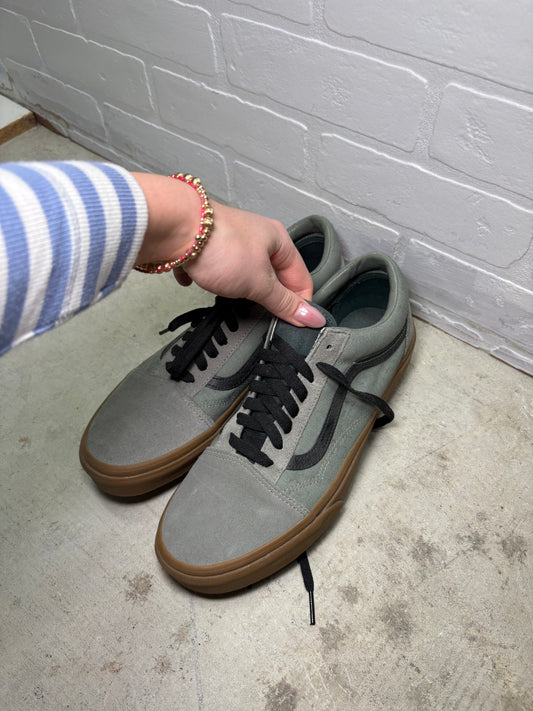 Vans Old Skool Olive Green Suede Canvas Skate Shoes Gum Sole