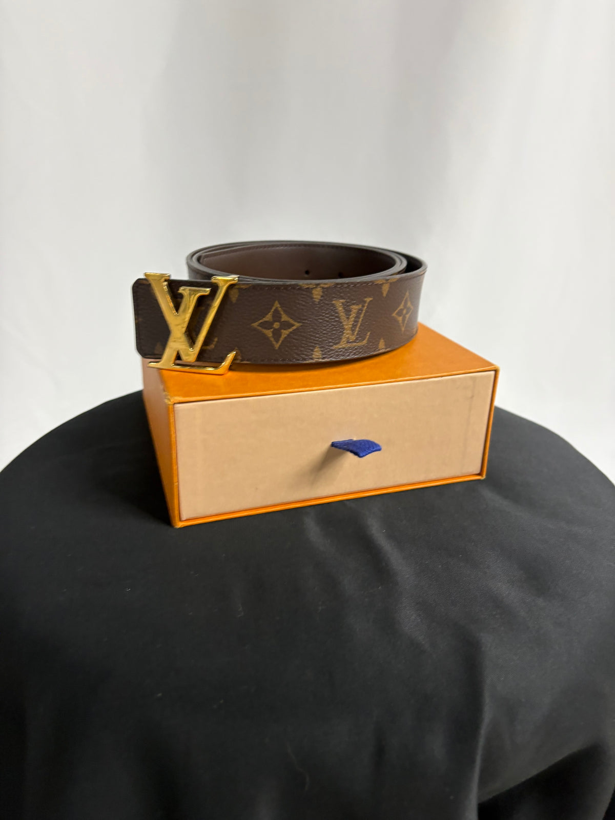 Louis Vuitton LV Initiales 40MM Monogram Belt Brown Gold Buckle with Box