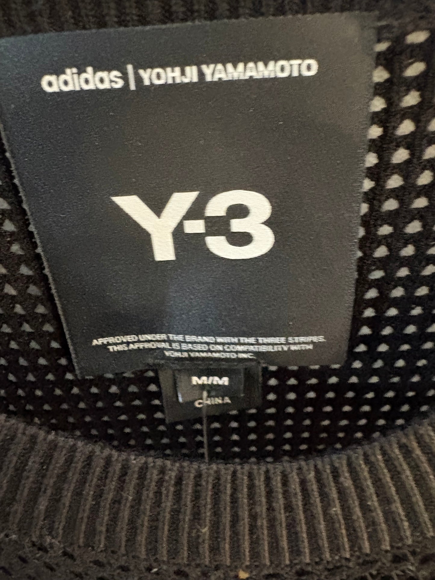 adidas Y-3 Yohji Yamamoto Distressed Open Knit Sweater Black White