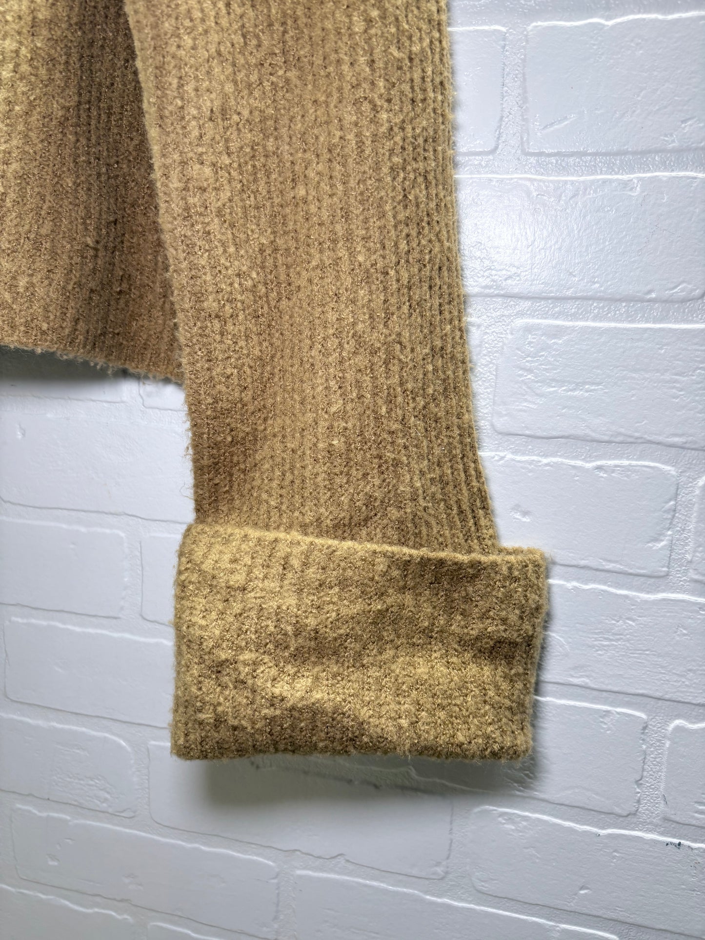 Dress Forum Cropped Knit Cardigan – Tan | Size Large
