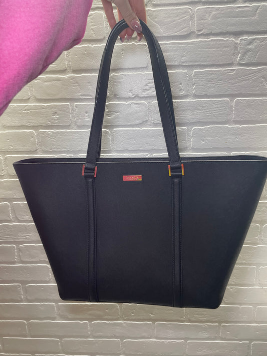 Kate Spade Black Leather Tote Bag with Gold Hardware