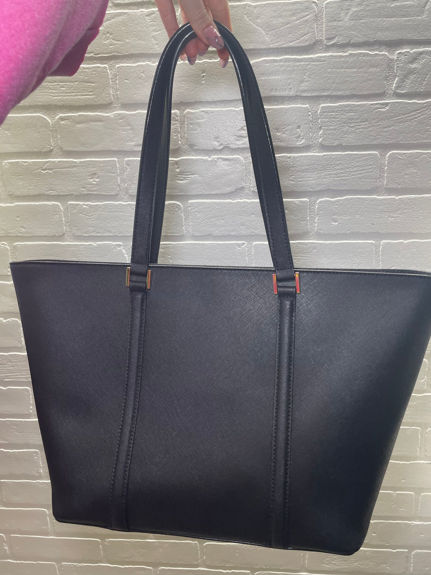 Kate Spade Black Leather Tote Bag with Gold Hardware