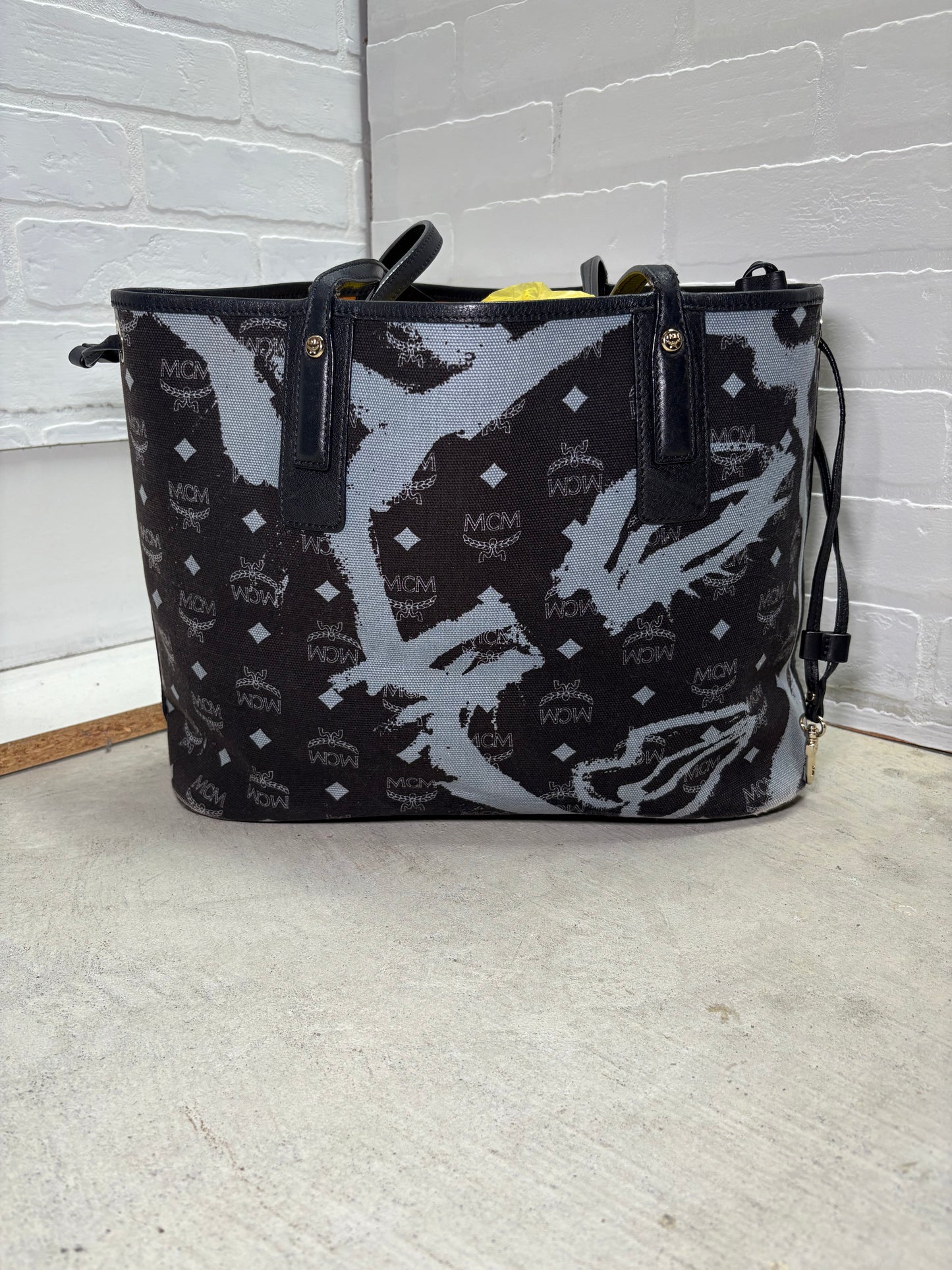 MCM Visetos Monogram Princess Lion Snakeskin Stripe Shoulder Bag Tote