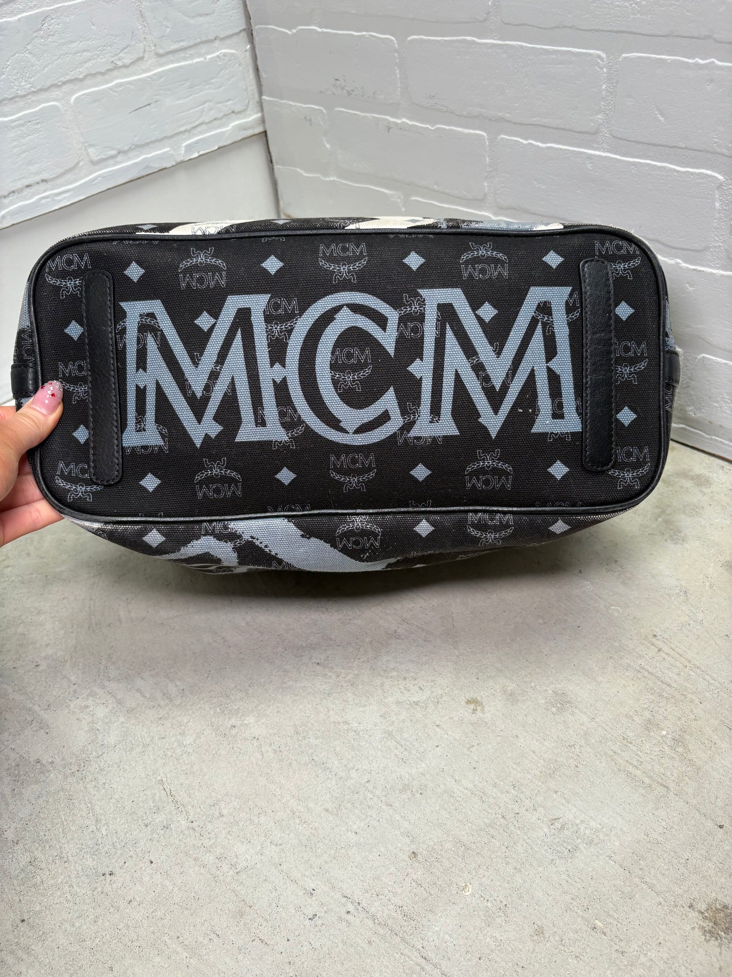 MCM Visetos Monogram Princess Lion Snakeskin Stripe Shoulder Bag Tote