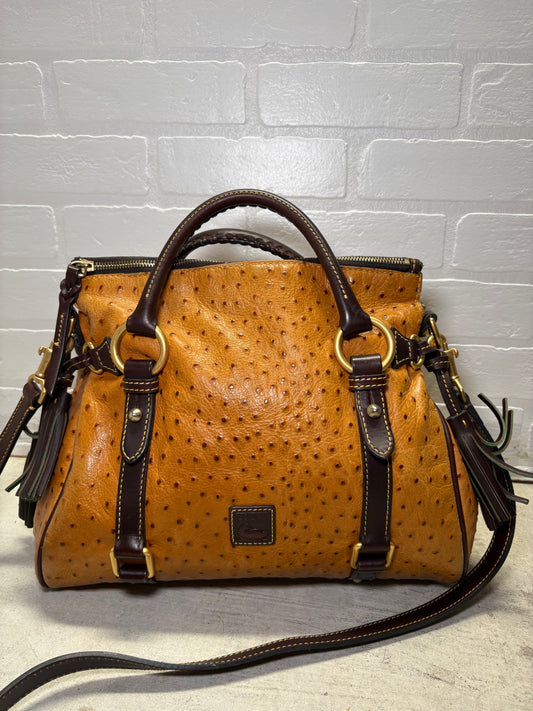 Dooney & Bourke Cognac Ostrich-Embossed Leather Satchel
