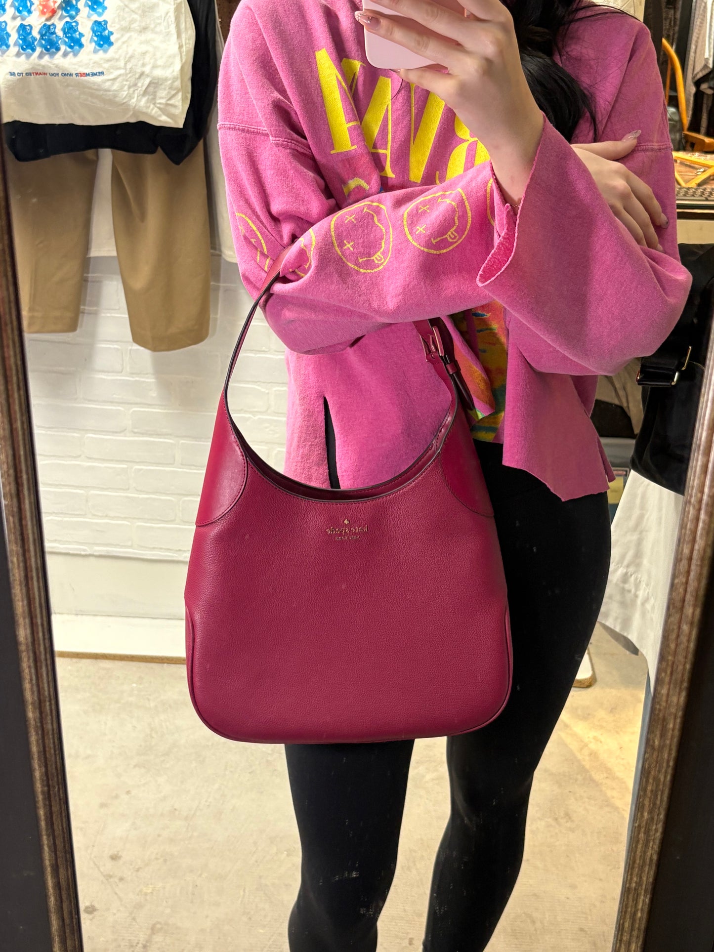 Kate Spade New York Burgundy Leather Shoulder Bag