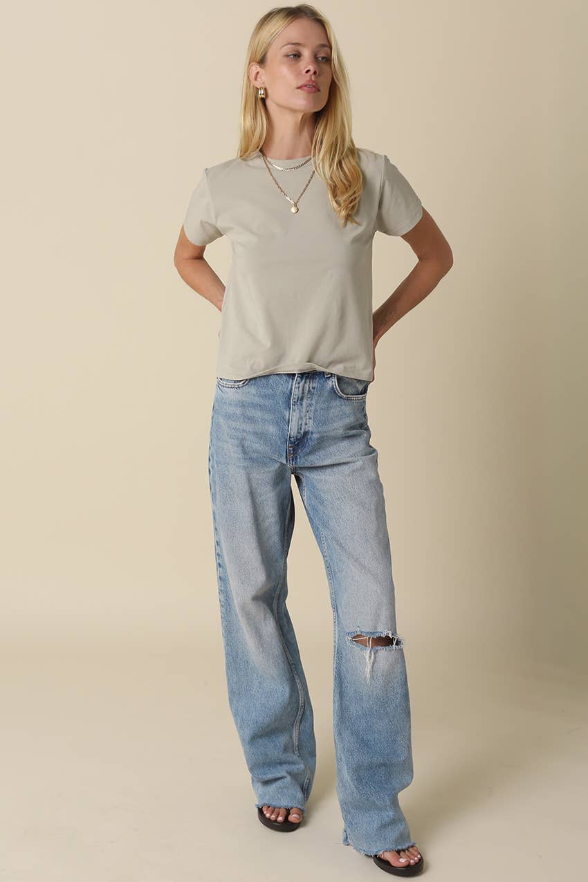Olivaceous - Maia Classic Crewneck T-Shirt: White / Contemporary / L