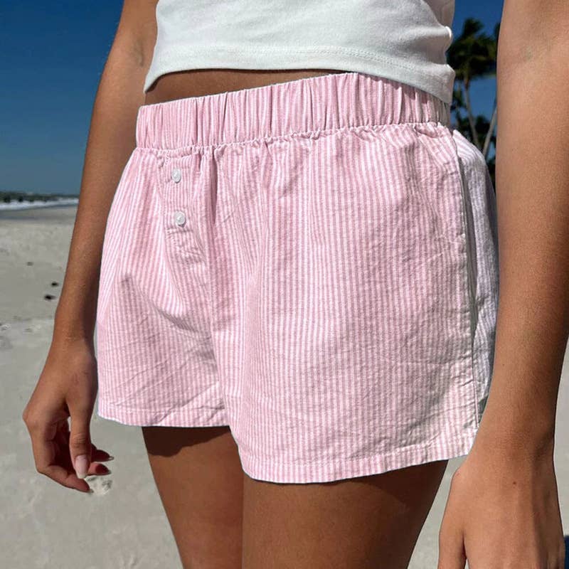 HIDDENBRAND - Hang out Baby Blue Stripe Boxer Shorts - 2 COLORS: Pink / L