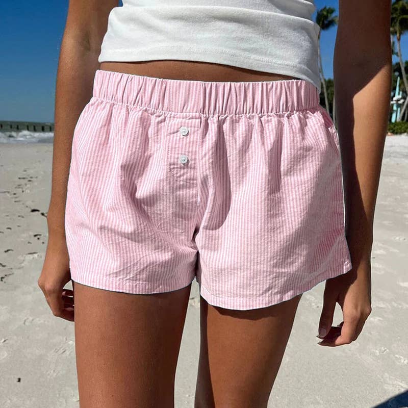 HIDDENBRAND - Hang out Baby Blue Stripe Boxer Shorts - 2 COLORS: Pink / L