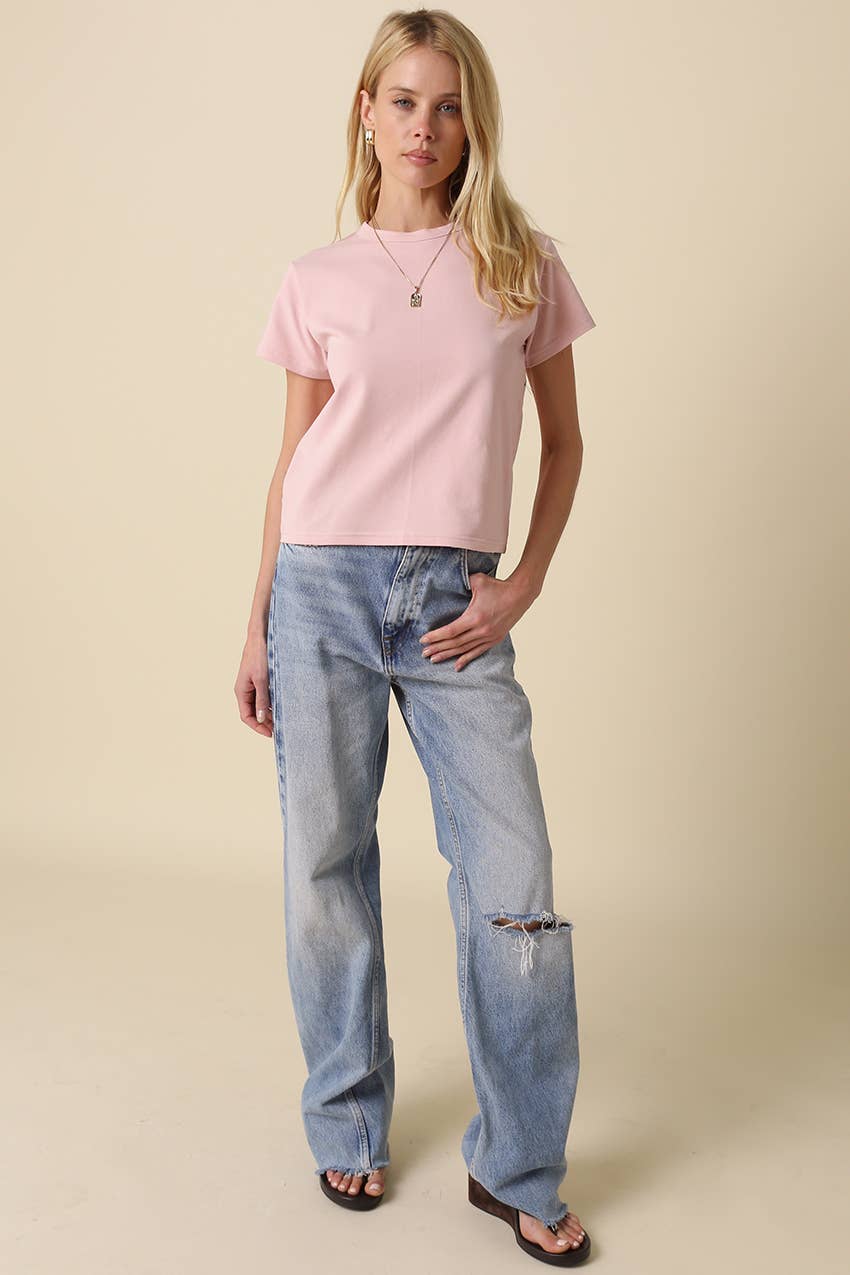 Olivaceous - Maia Classic Crewneck T-Shirt: White / Contemporary / S