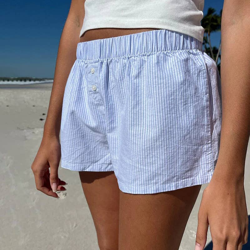 HIDDENBRAND - Hang out Baby Blue Stripe Boxer Shorts - 2 COLORS: Pink / L
