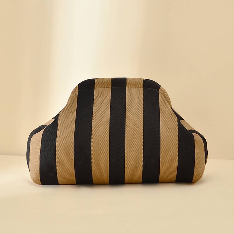 MKS America - Stripe Knit Cosmetic Bag Geo Pattern Storage Clutch: JRed / M