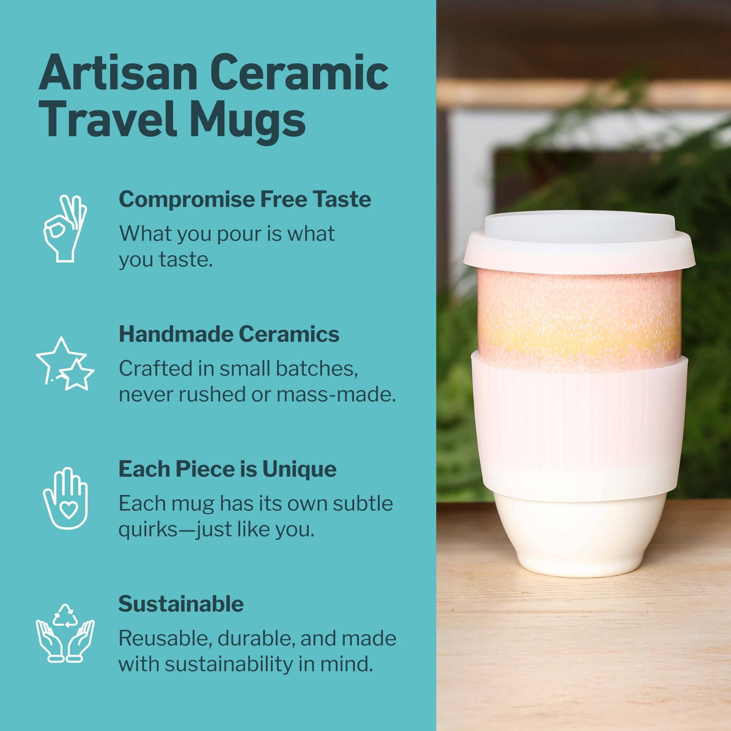 Ceramics Travel Mugs - Afterglow 12oz Ceramic Travel Mug – Reusable & Giftable