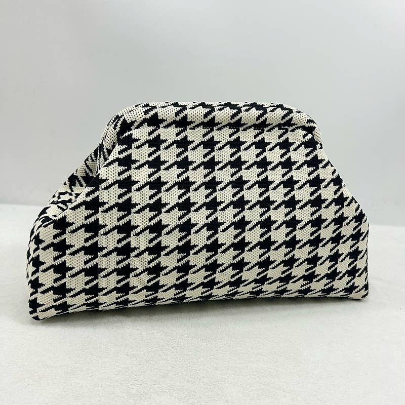 MKS America - Stripe Knit Cosmetic Bag Geo Pattern Storage Clutch: JRed / M