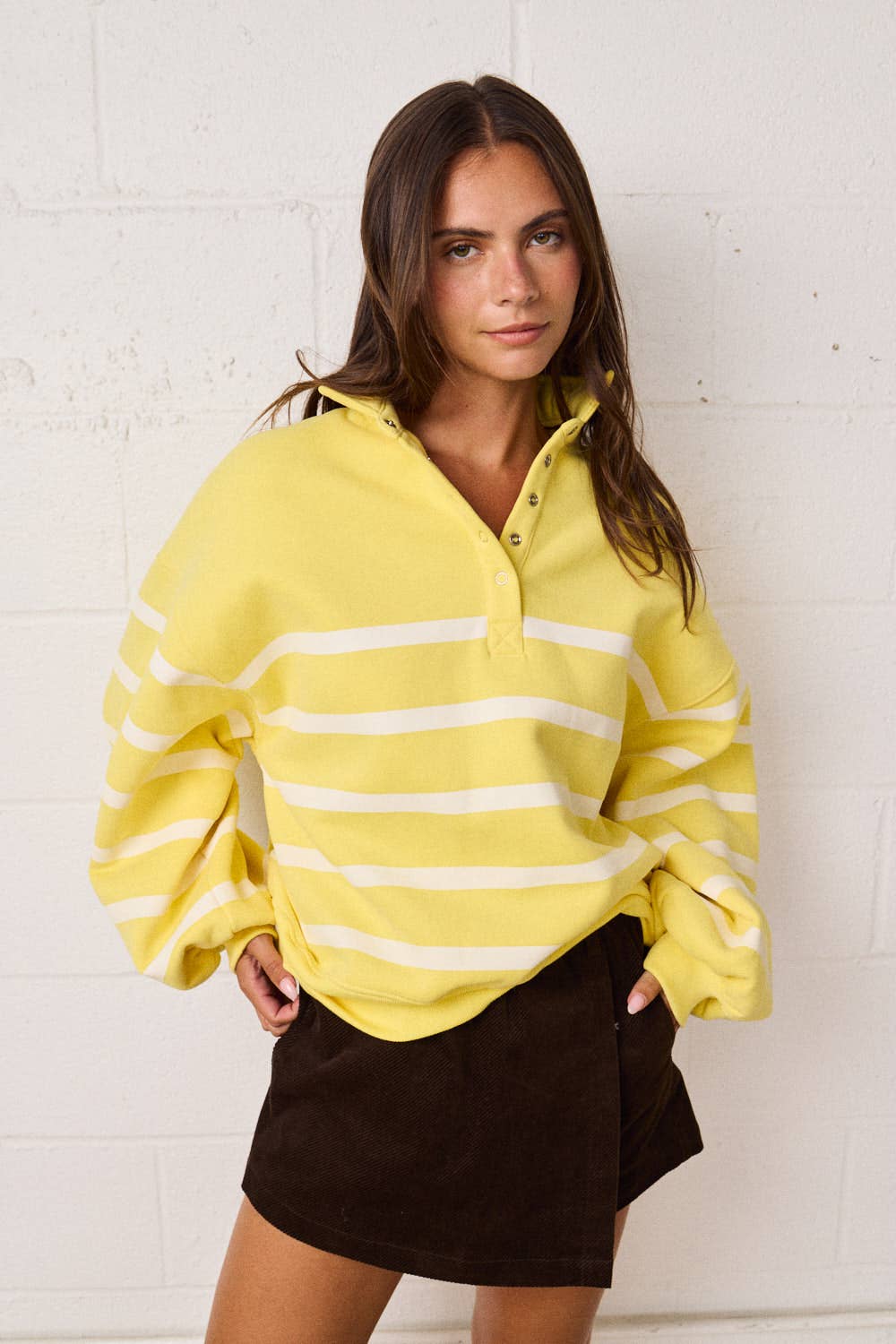 Papermoon - PT50478 - Addison Stripe Pullover: Pink/White / S-M-L (3-2-1)
