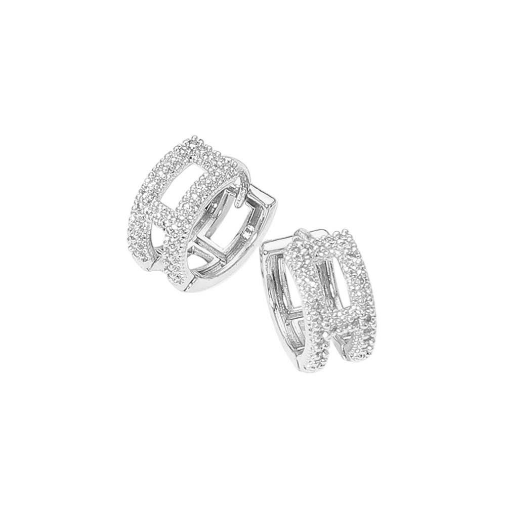 Sensibling Corp. - 14K Gold Dipped CZ Stone Paved Mini Hoop Earrings: Gold