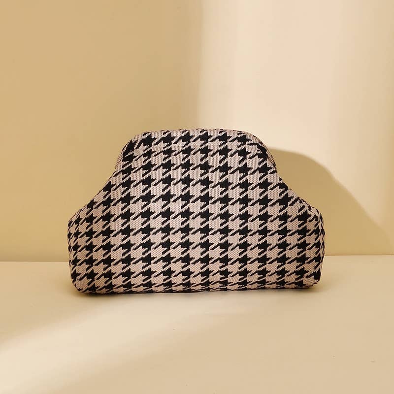 MKS America - Stripe Knit Cosmetic Bag Geo Pattern Storage Clutch: JRed / M