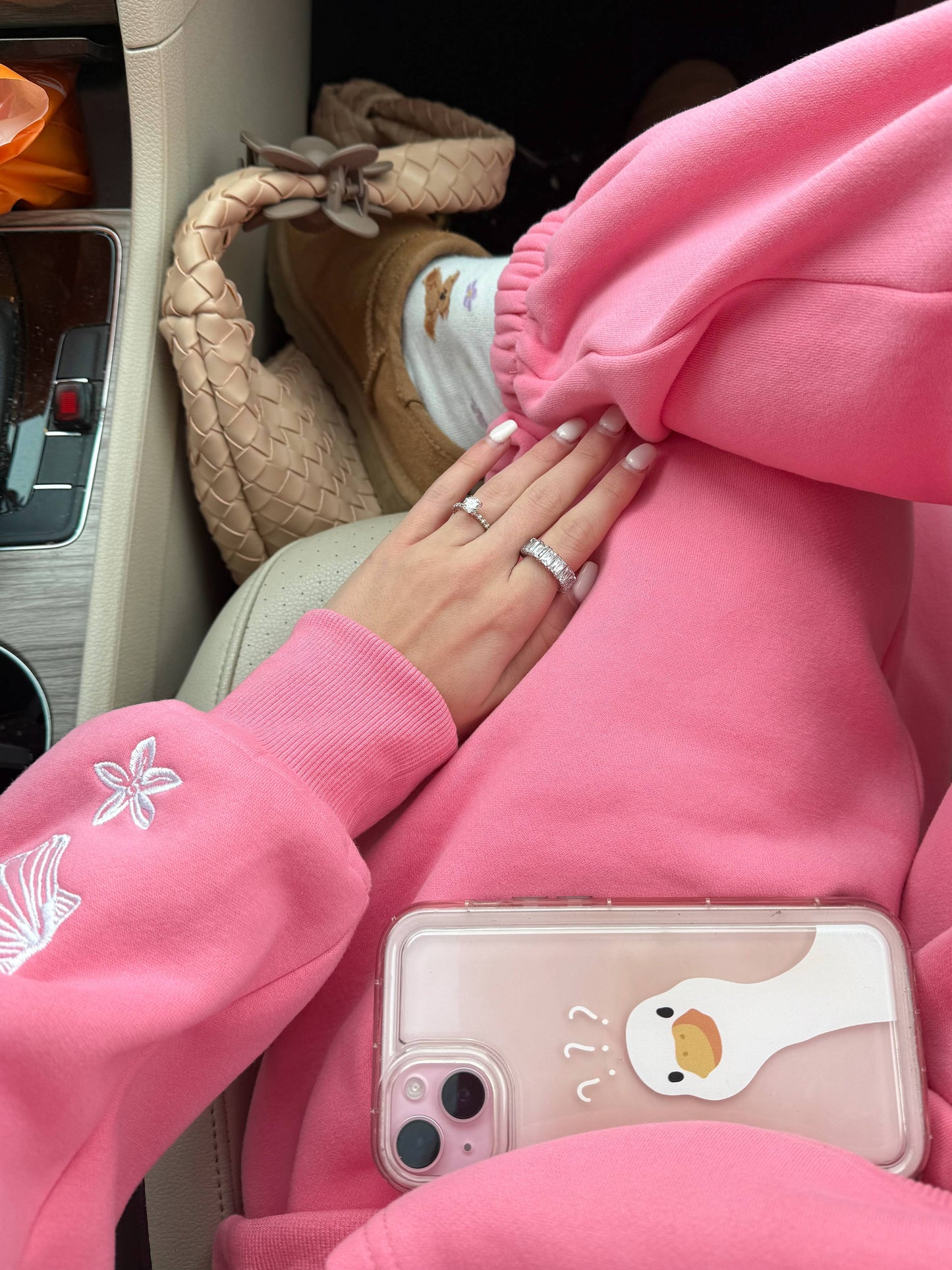 Sunkissed Coconut - Hibiscus Pink Tropical Embroider Hoodie: Hibiscus Pink / XL