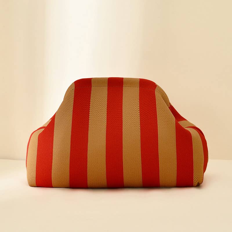 MKS America - Stripe Knit Cosmetic Bag Geo Pattern Storage Clutch: JBlack / M