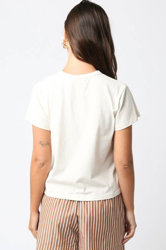 Olivaceous - Maia Classic Crewneck T-Shirt: White / Contemporary / S