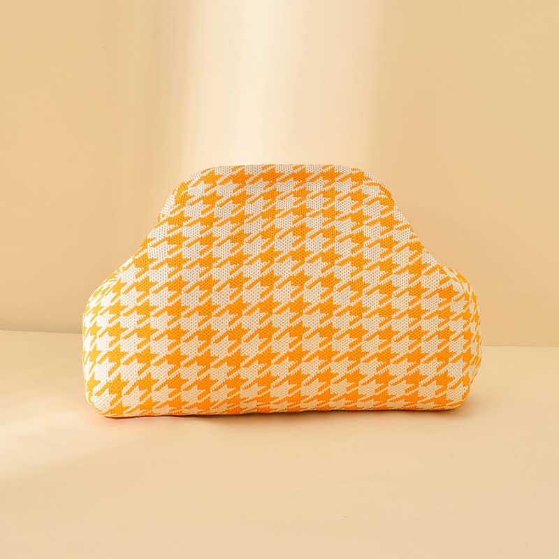MKS America - Stripe Knit Cosmetic Bag Geo Pattern Storage Clutch: JRed / M