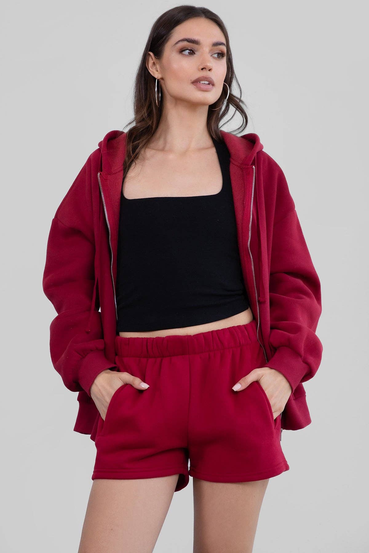 TICTOC - MOMO Plush Fleece Lounge High Waist Fleece Shorts: Blush / 3 SMALL 2 MEDIUM 1 LARGE