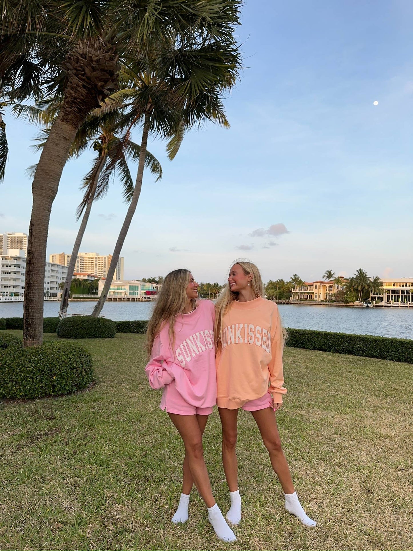Sunkissed Coconut - Lottie Pink Varsity Sunkissed Embroidered Mockneck Sweatshirt 100% Cotton: Lottie Pink / Medium