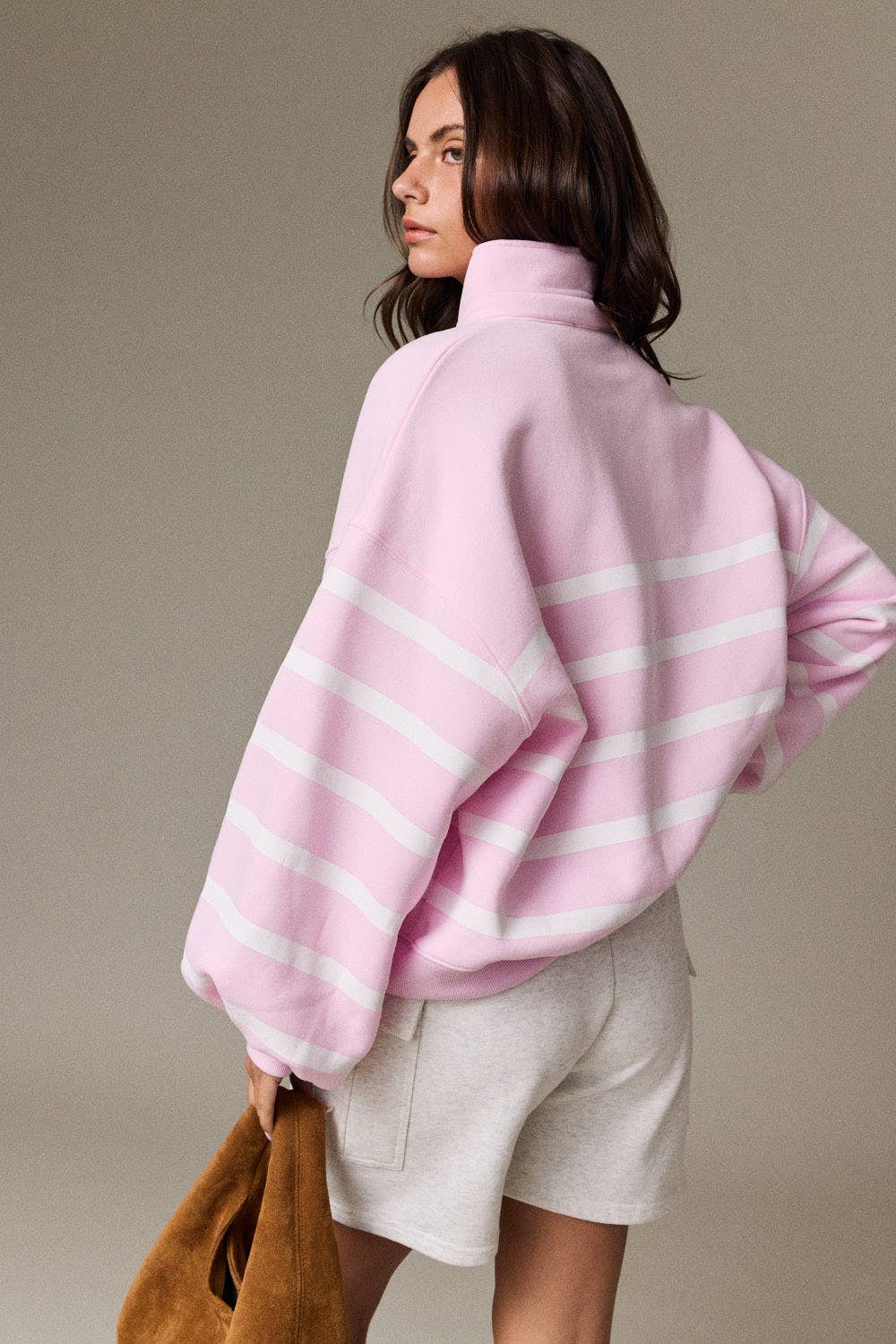 Papermoon - PT50478 - Addison Stripe Pullover: Pink/White / S-M-L (3-2-1)