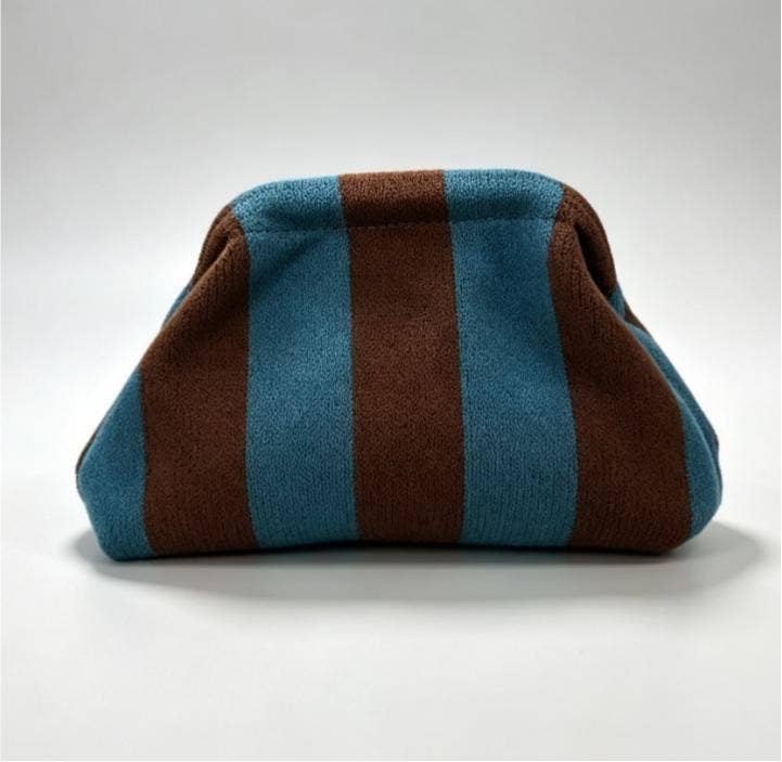 MKS America - Stripe Knit Cosmetic Bag Geo Pattern Storage Clutch: JBlack / M
