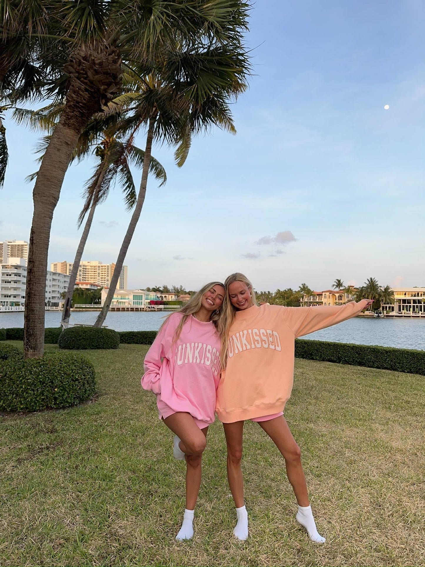 Sunkissed Coconut - Lottie Pink Varsity Sunkissed Embroidered Mockneck Sweatshirt 100% Cotton: Lottie Pink / Medium