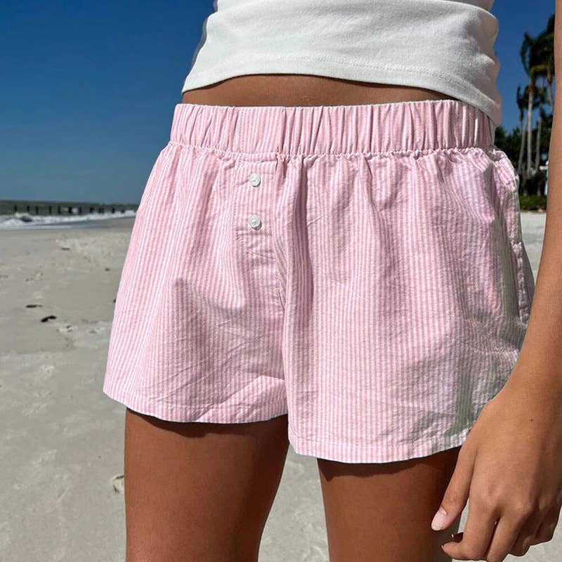 HIDDENBRAND - Hang out Baby Blue Stripe Boxer Shorts - 2 COLORS: Pink / L