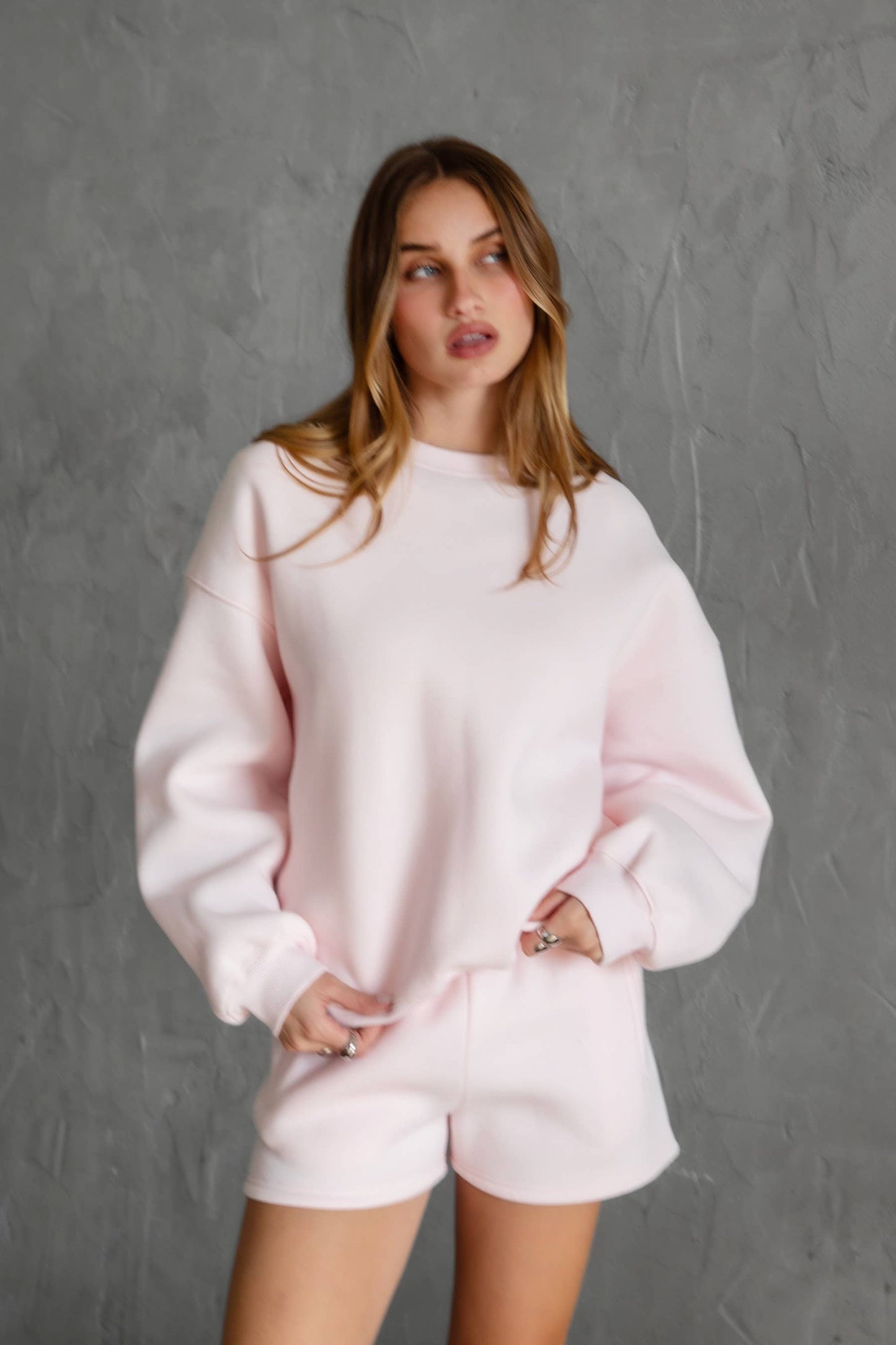 TICTOC - MOMO Plush Fleece Lounge High Waist Fleece Shorts: Blush / 3 SMALL 2 MEDIUM 1 LARGE