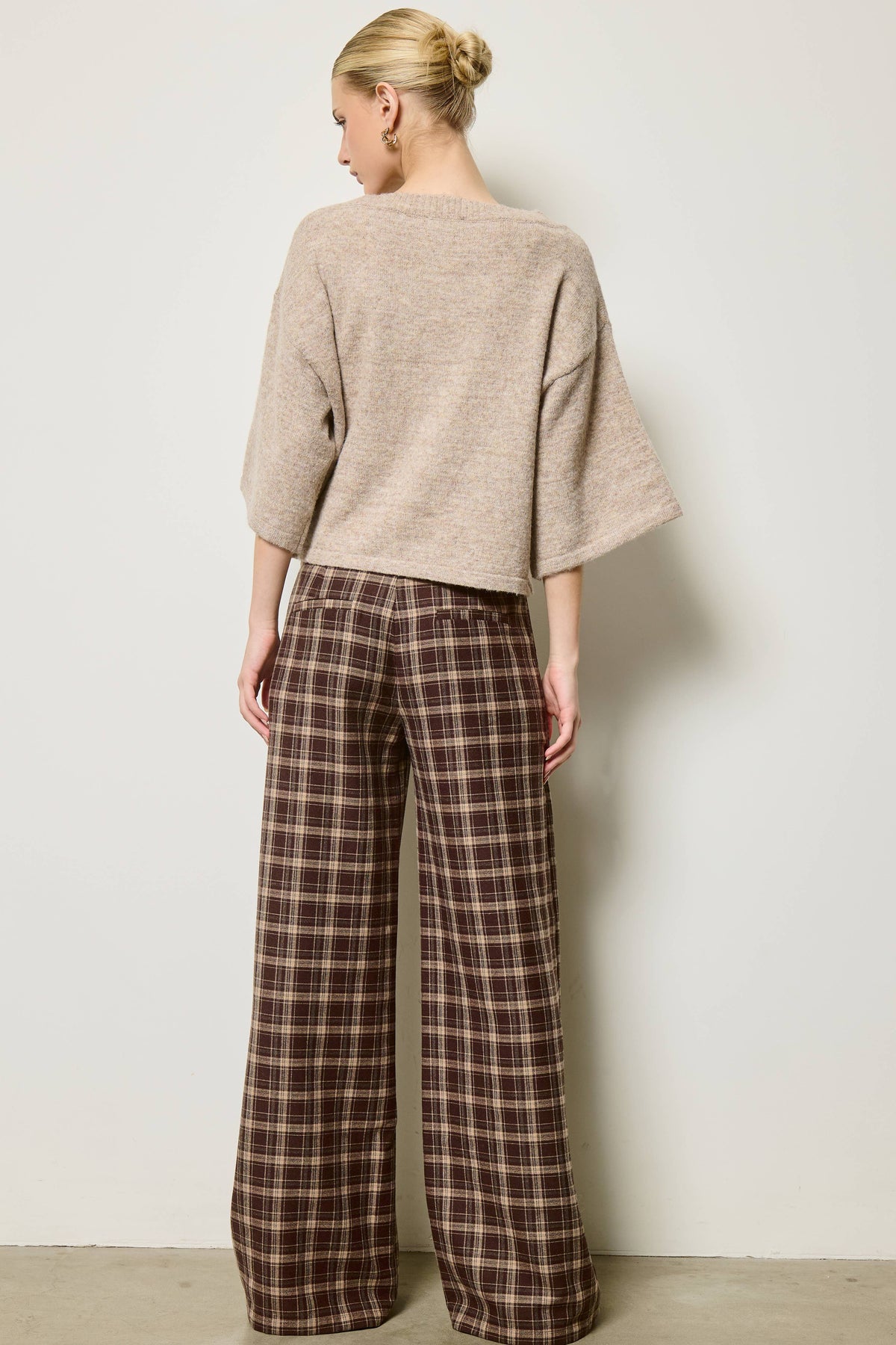 Mimosa - Plaid Pleated Wide Leg Trousers: Navy / S