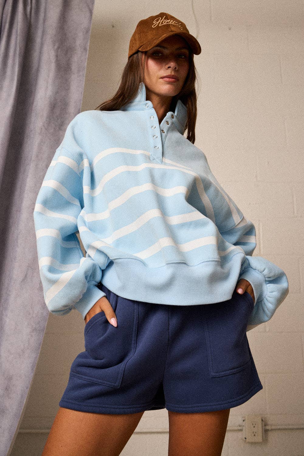 Papermoon - PT50478 - Addison Stripe Pullover: Pink/White / S-M-L (3-2-1)