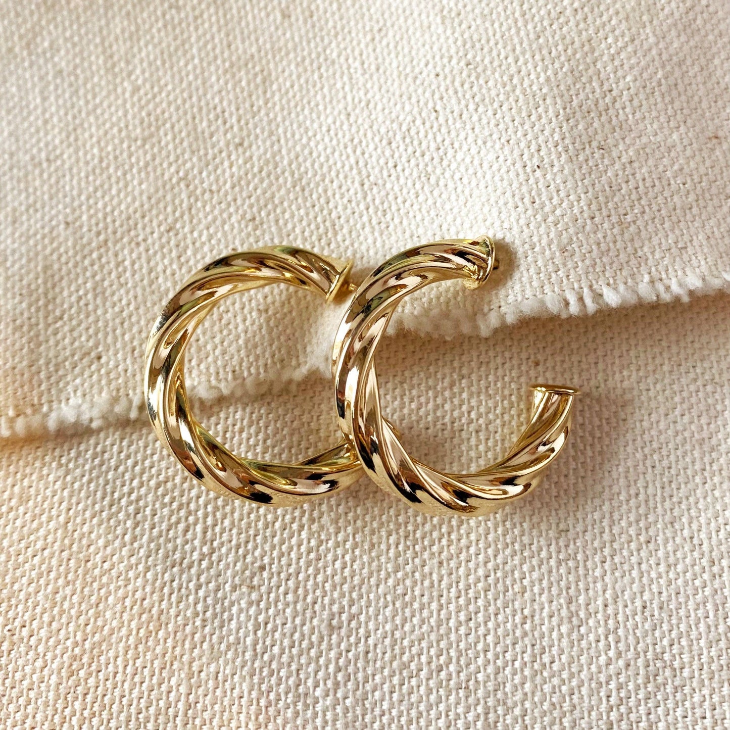 18k Gold Filled Twisted Half-Hoop Earrings